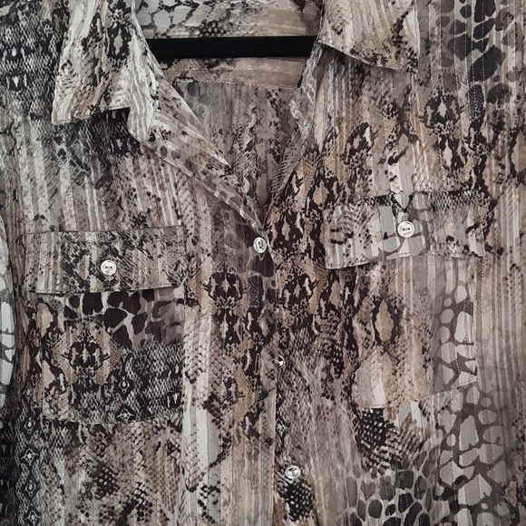 Sara Michelle  Sparkly Sheer Blouse  Sz PM - Picture 2 of 8